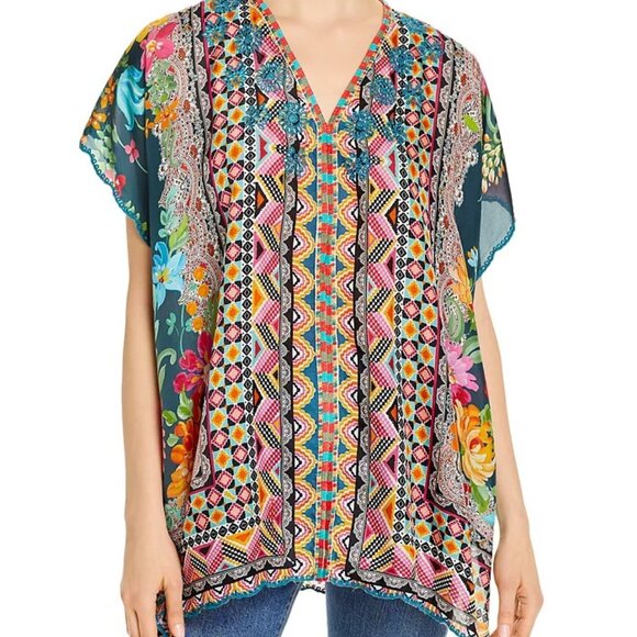 Johnny Was Tops - Johnny Was Silk Magdalene Poncho. Size S.  NWT!!